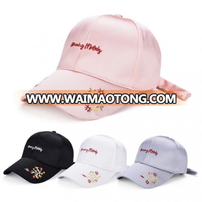 Occident spring and summer tide women embroidered satin fabric baseball cap