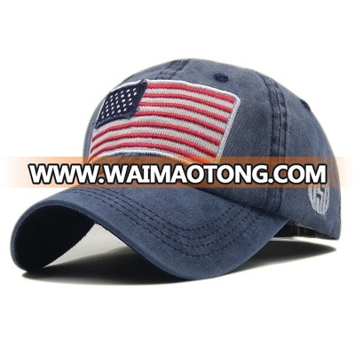 Explosive wild tide men and women American flag cotton washed old letter baseball cap